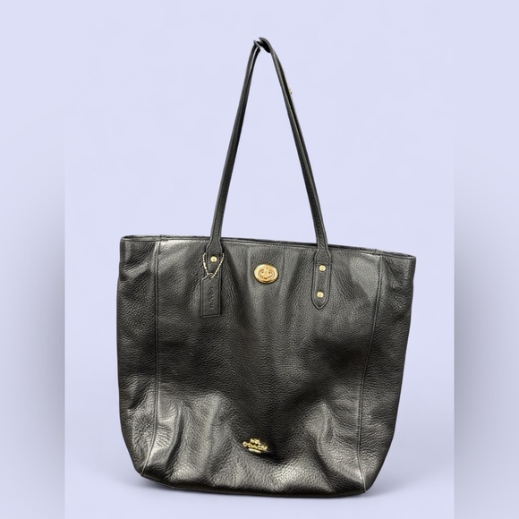 Coach Handbags - Coach Black Classic Leather Tote with Gold Hardware